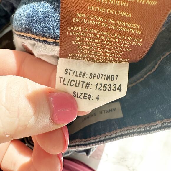 Kut from the Kloth Skinny Crochet Lace Floral Blue Jeans Women’s‎ Size 4 - Picture 9 of 12